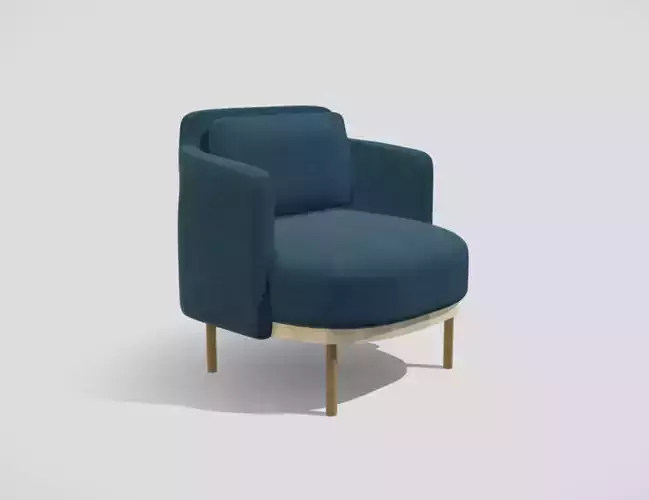 Kitsh style blue upholstered armchair with gold steel details