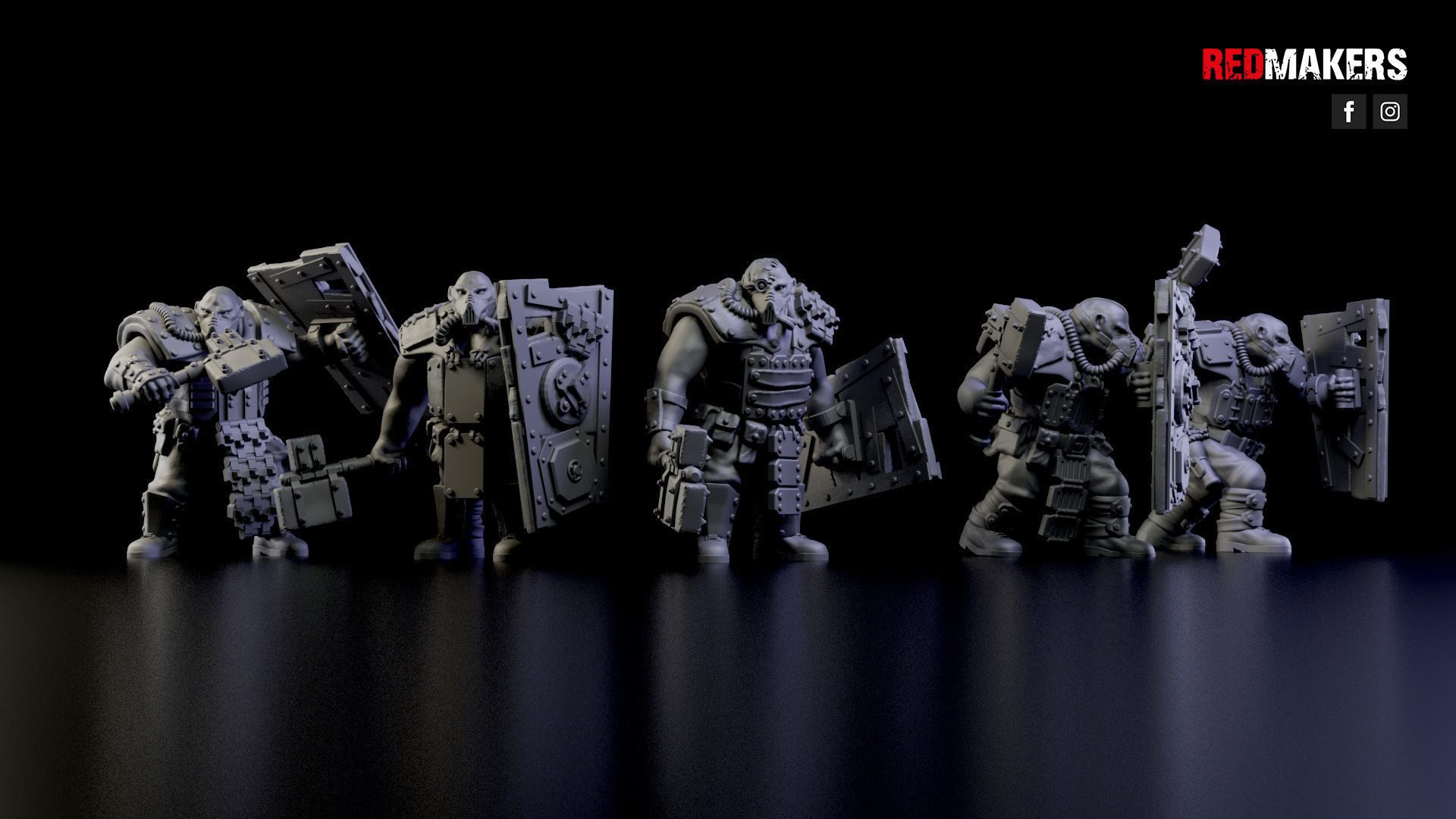 Squad of Abhuman Giants in heavy armor - Imperial Force 3D print model_20