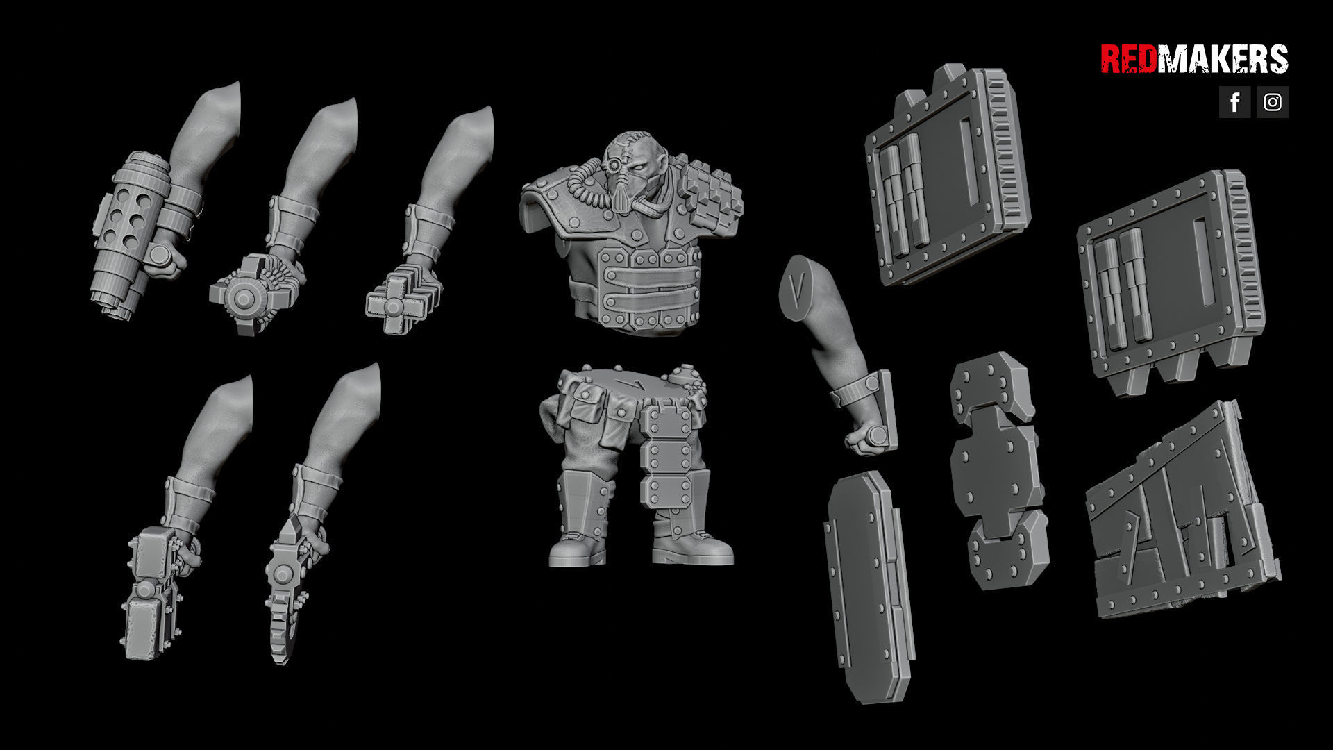 Squad of Abhuman Giants in heavy armor - Imperial Force 3D print model_37