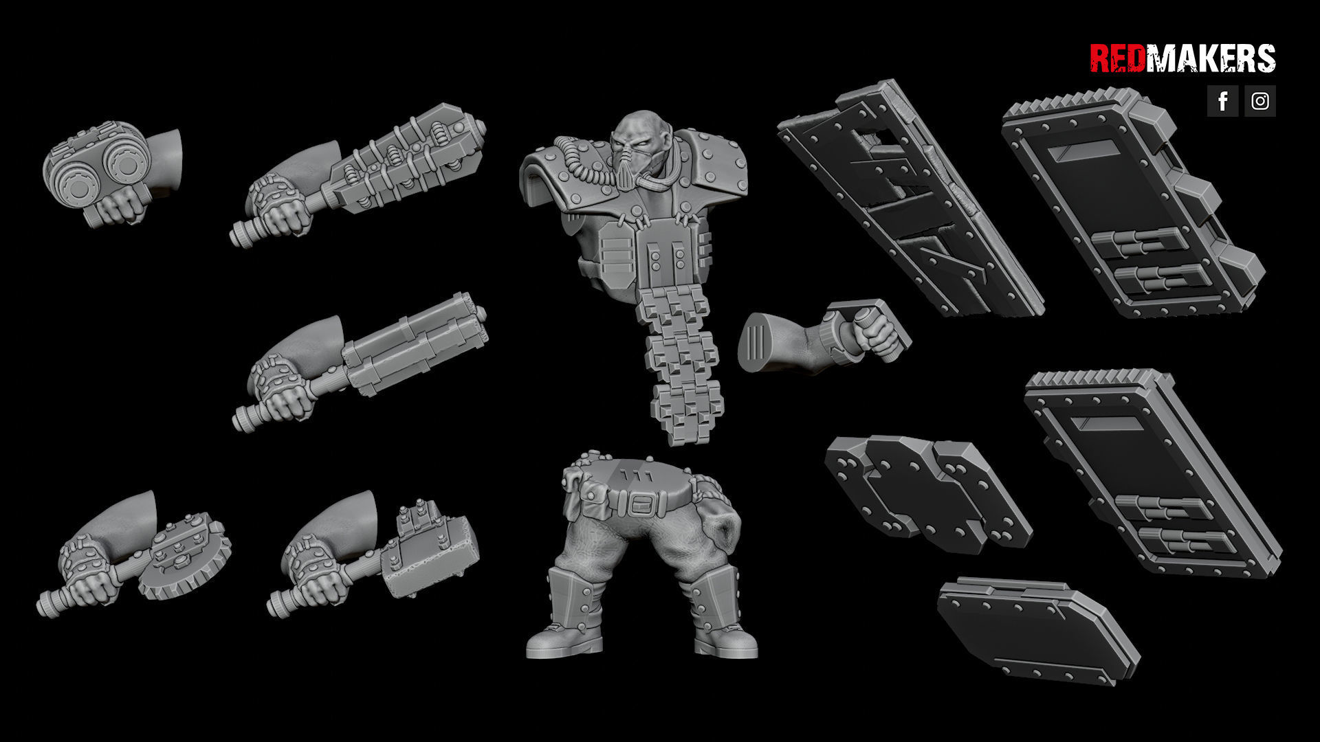 Squad of Abhuman Giants in heavy armor - Imperial Force 3D print model_31