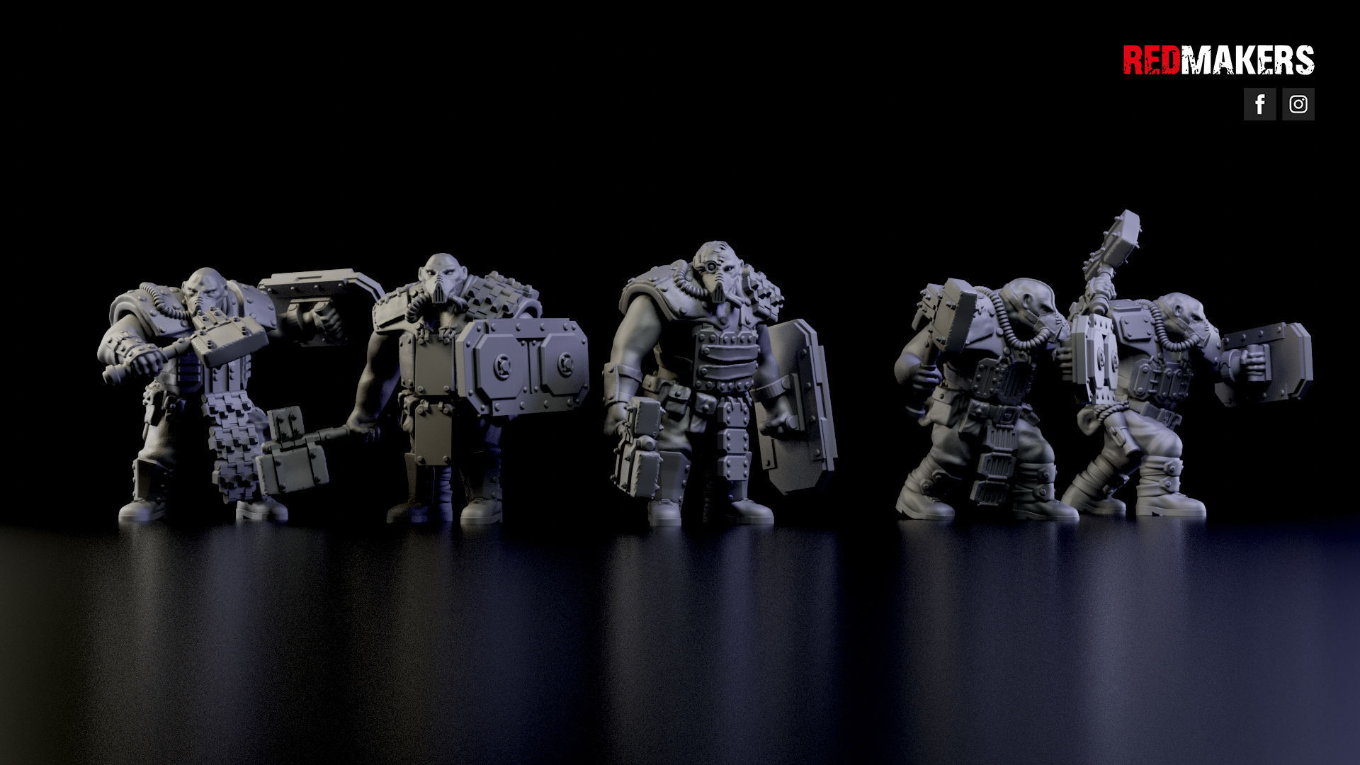 Squad of Abhuman Giants in heavy armor - Imperial Force 3D print model_22