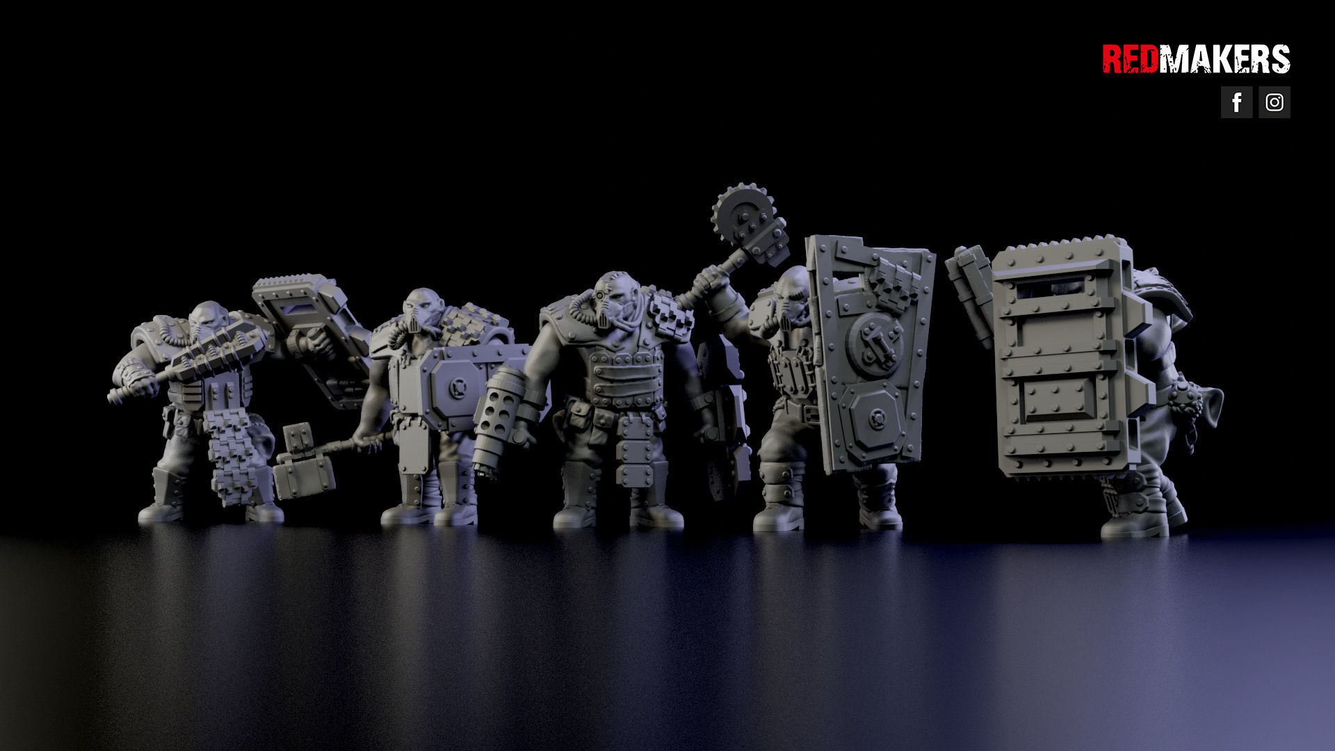 Squad of Abhuman Giants in heavy armor - Imperial Force 3D print model_3