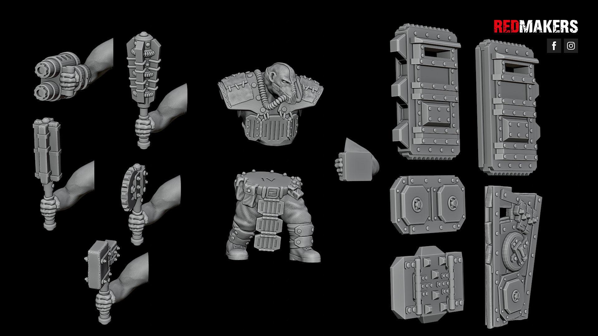 Squad of Abhuman Giants in heavy armor - Imperial Force 3D print model_34