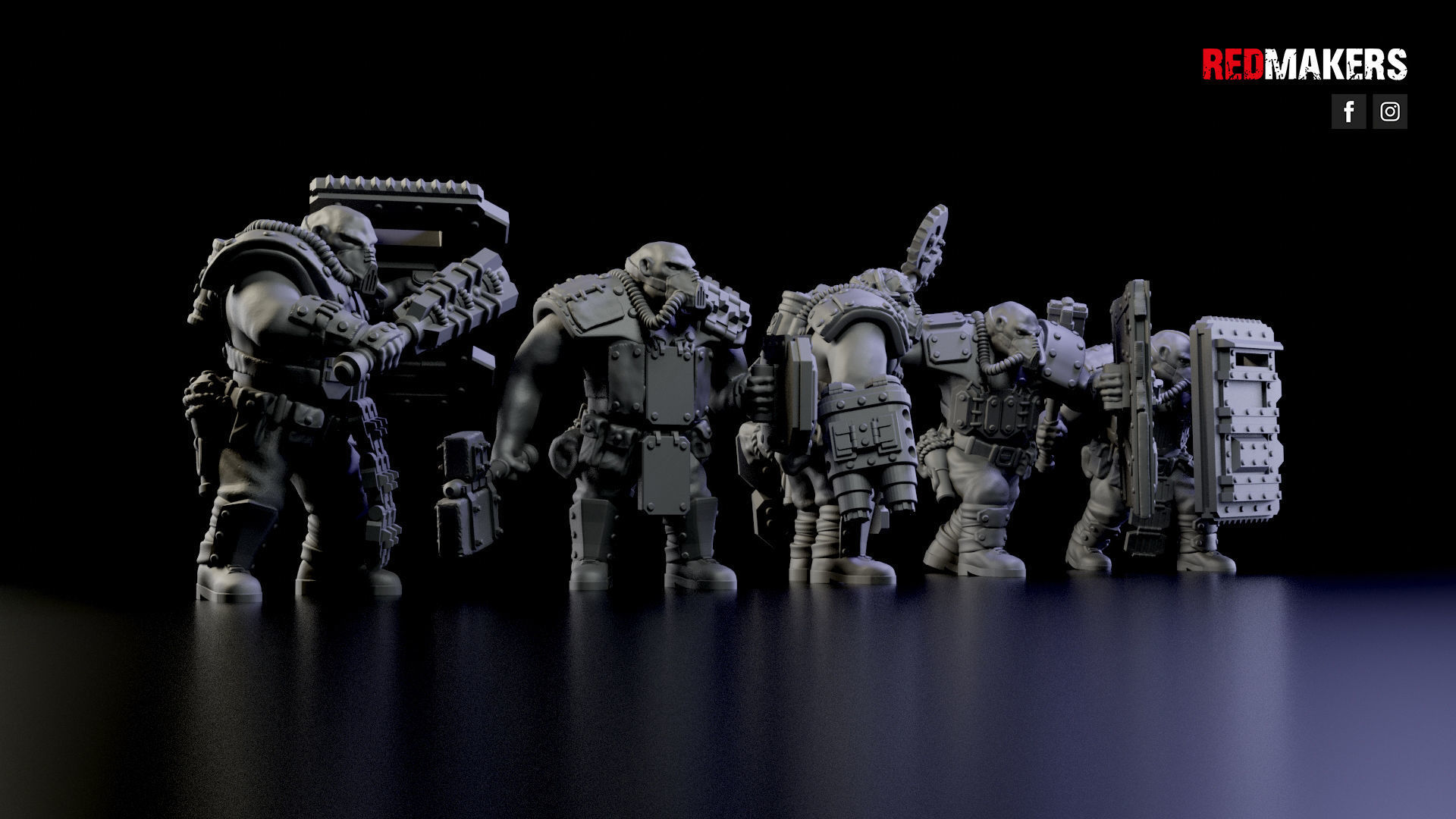 Squad of Abhuman Giants in heavy armor - Imperial Force 3D print model_2