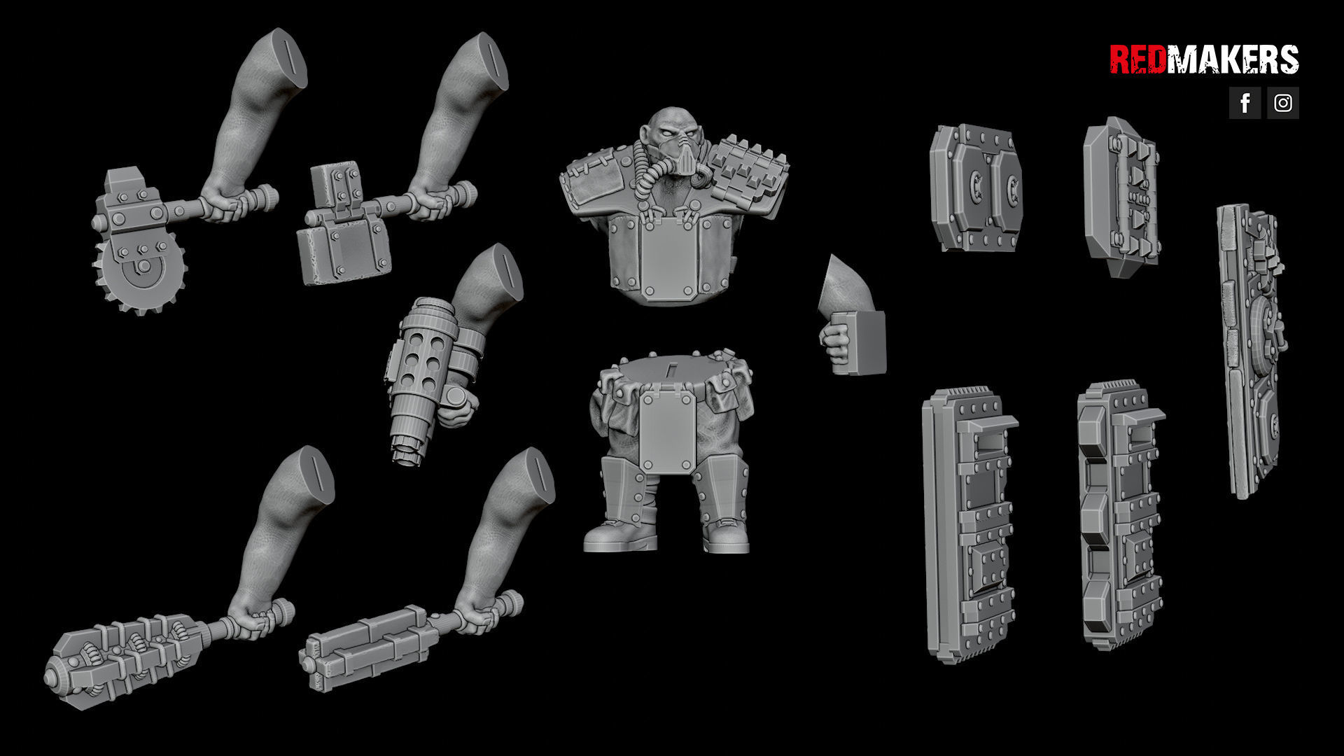 Squad of Abhuman Giants in heavy armor - Imperial Force 3D print model_25