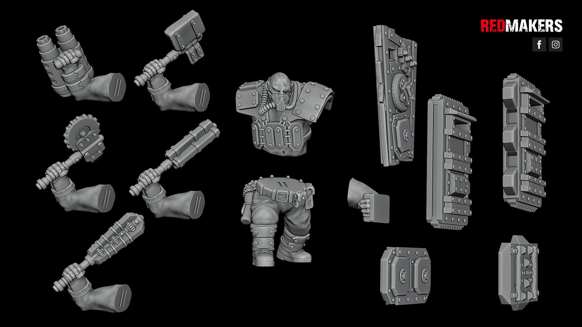 Squad of Abhuman Giants in heavy armor - Imperial Force 3D print model_28