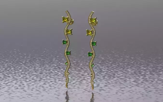 Earring waves and Princess - Jewelry 3D - BR-387