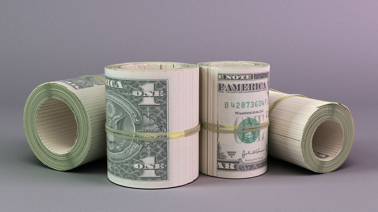 Set of dollar bills 3D model_5
