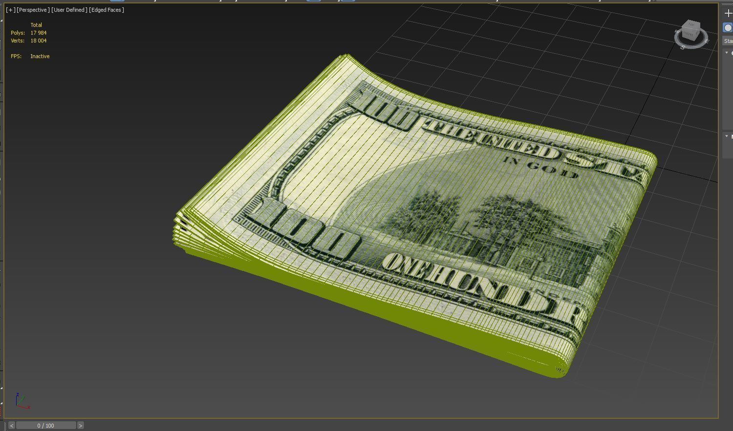 Set of dollar bills 3D model_10