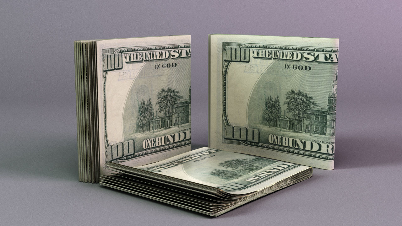Set of dollar bills 3D model_6