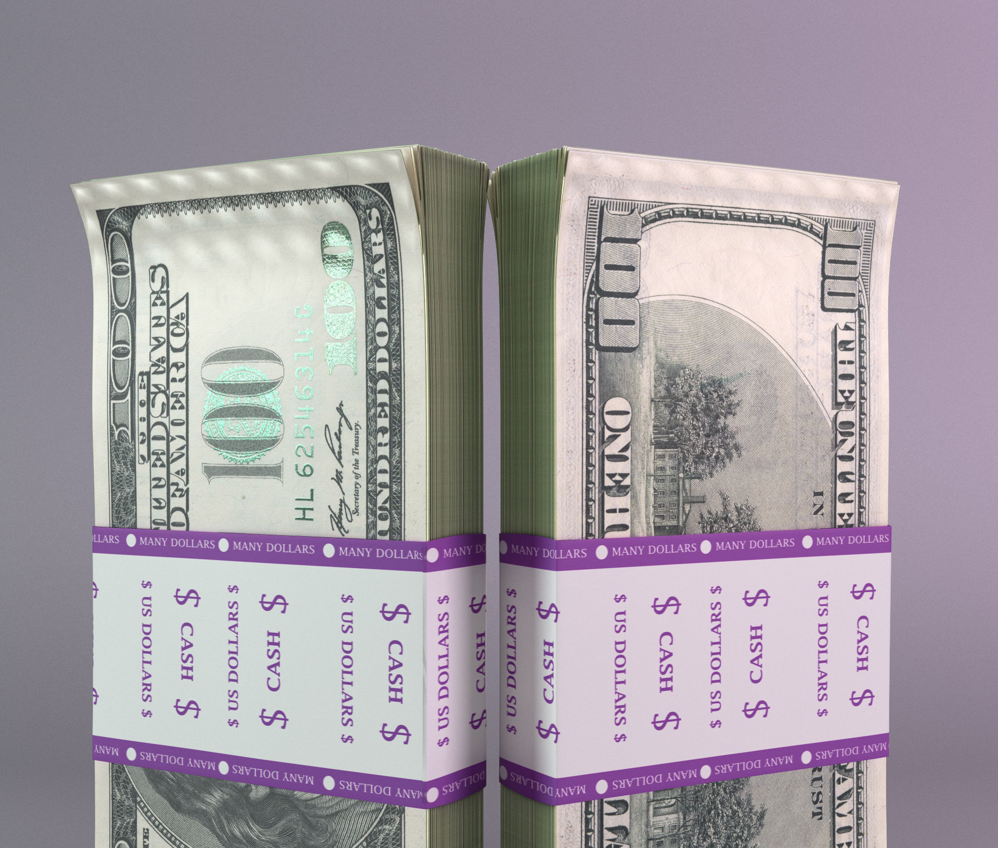 Set of dollar bills 3D model_4