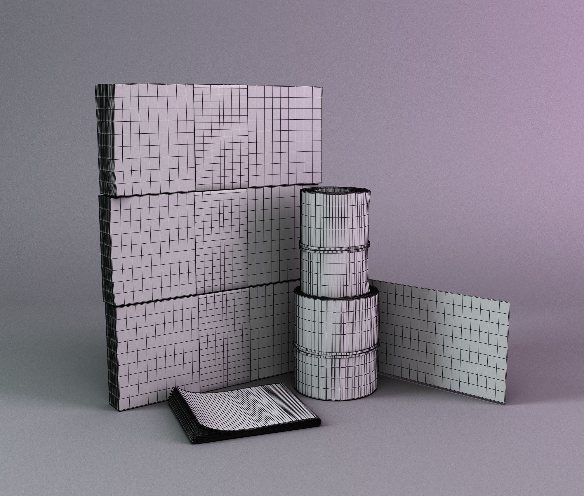 Set of dollar bills 3D model_8