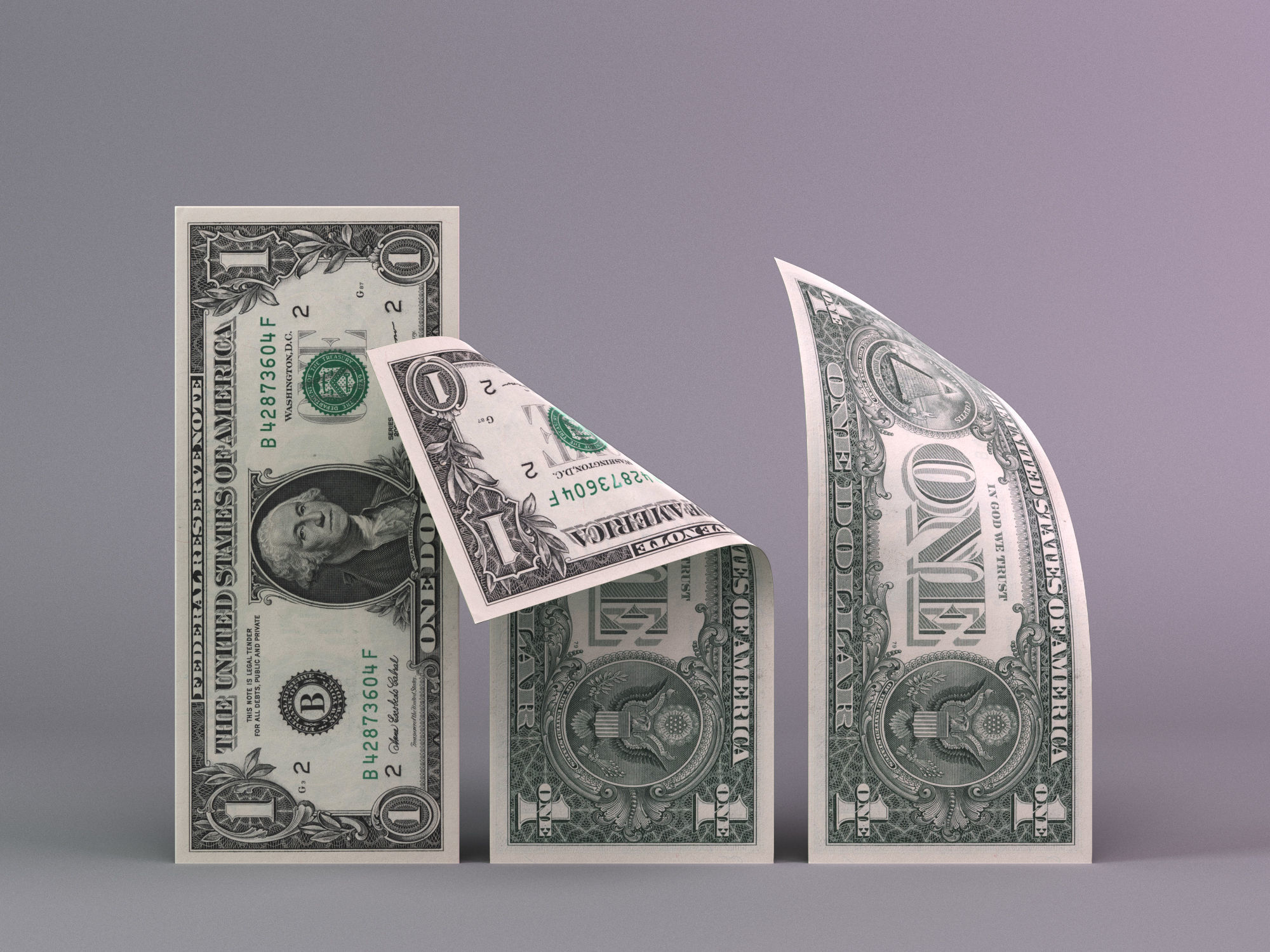 Set of dollar bills 3D model_1