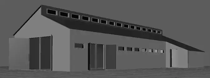 Stable barn with doors and windows