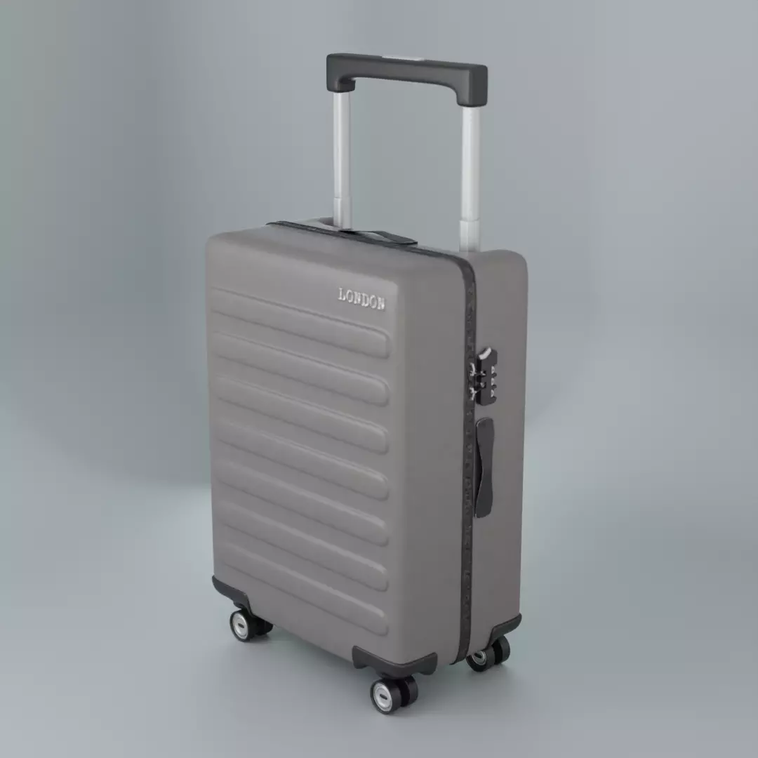 Travel Suitcase Grey London Free 3D model_0
