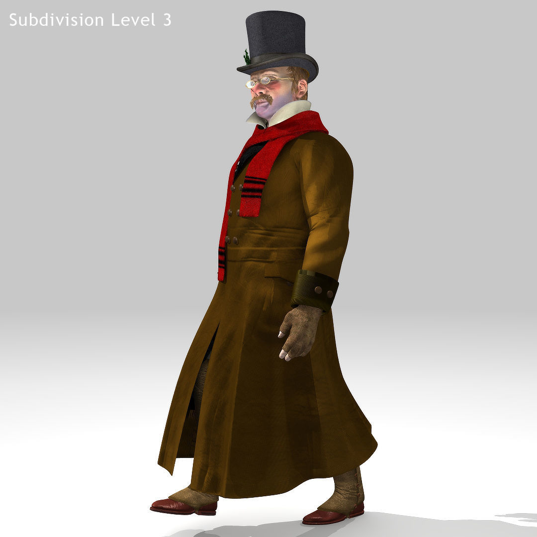 Victorian Man 1 - five in one - Low Poly Low-poly 3D model_6