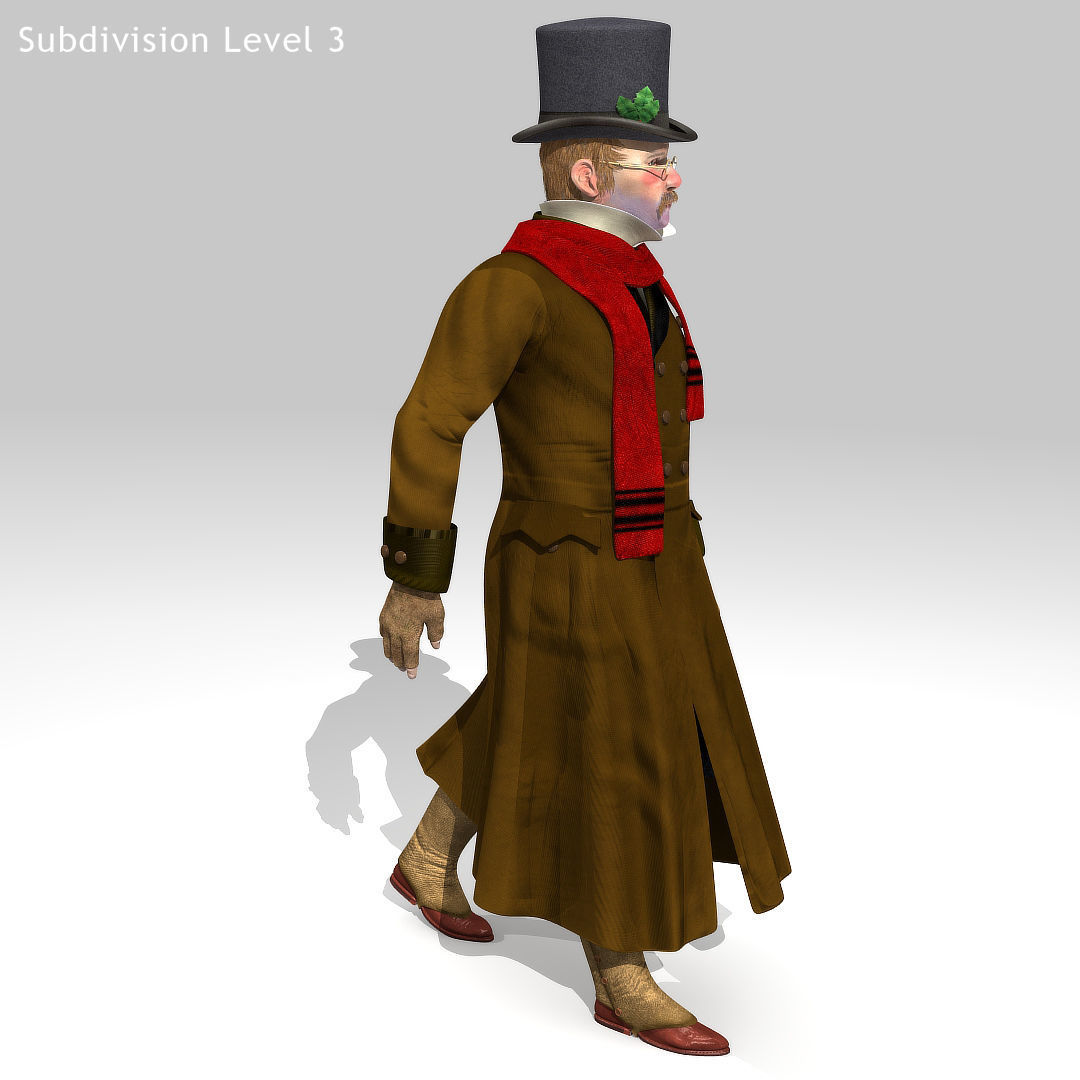 Victorian Man 1 - five in one - Low Poly Low-poly 3D model_7