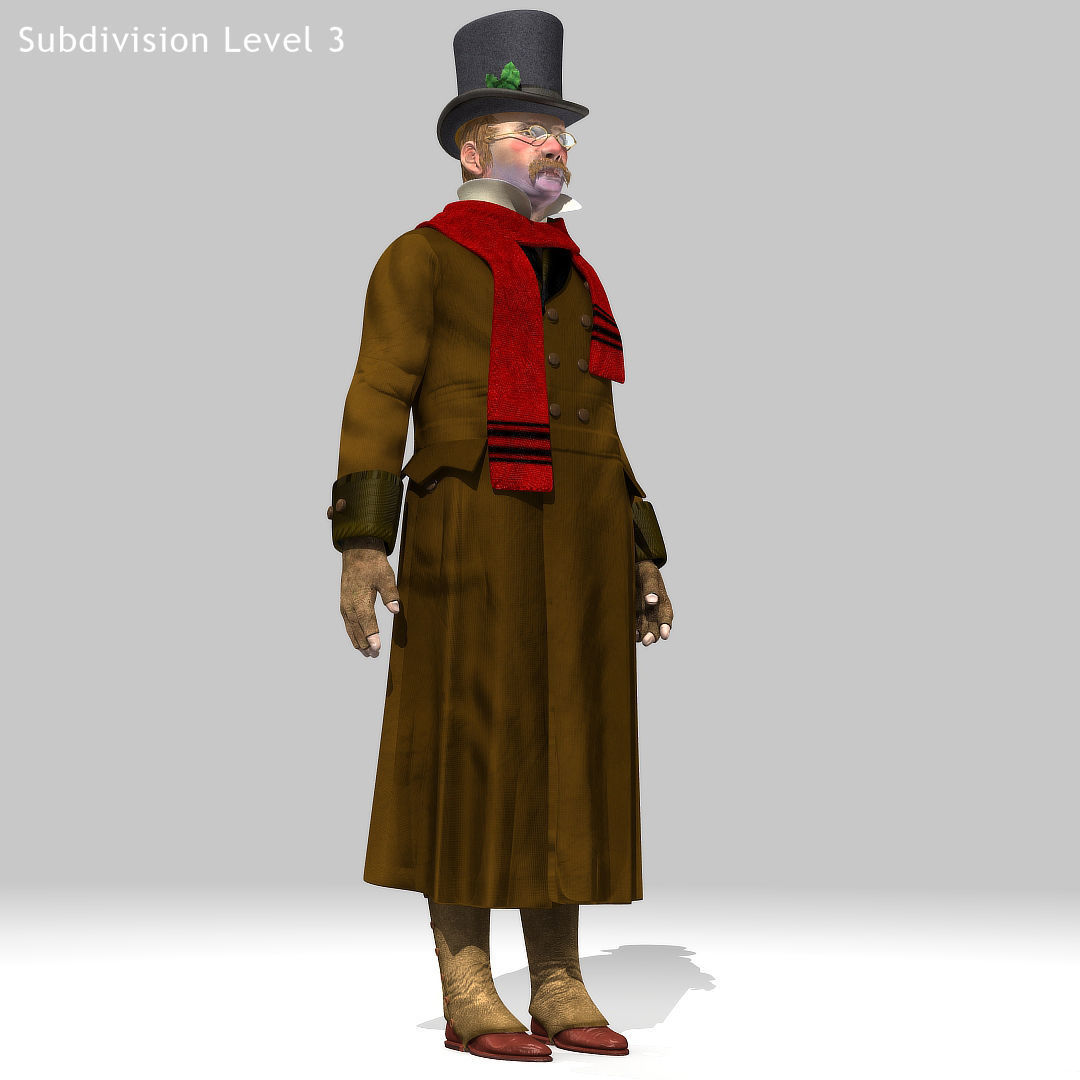 Victorian Man 1 - five in one - Low Poly Low-poly 3D model_4