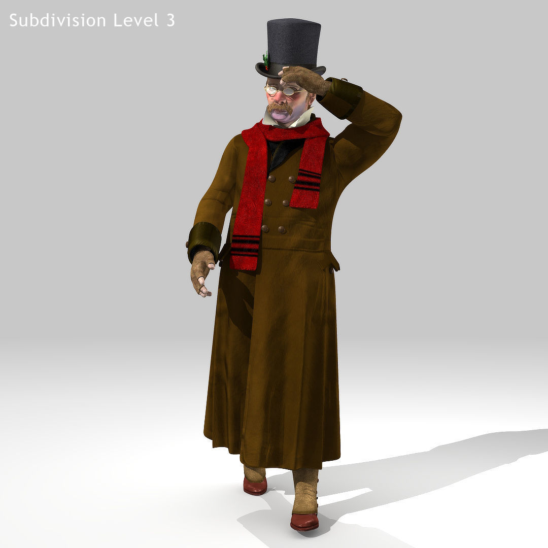 Victorian Man 1 - five in one - Low Poly Low-poly 3D model_5
