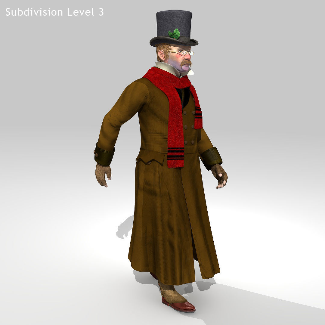 Victorian Man 1 - five in one - Low Poly Low-poly 3D model_8