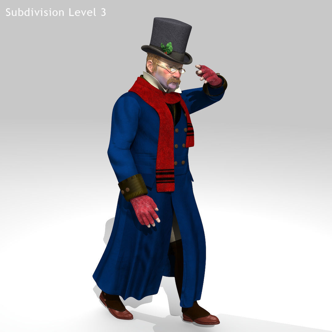 Victorian Man 1 - five in one - Low Poly Low-poly 3D model_12