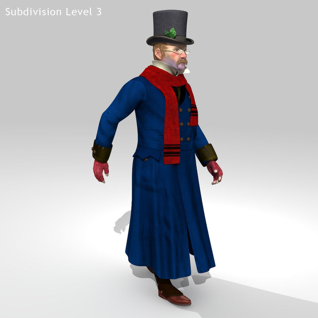 Victorian Man 1 - five in one - Low Poly Low-poly 3D model_11