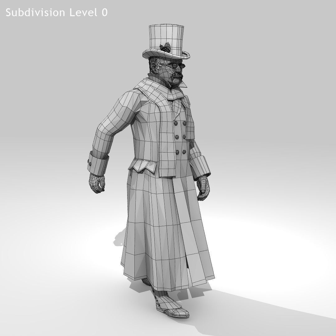 Victorian Man 1 - five in one - Low Poly Low-poly 3D model_28
