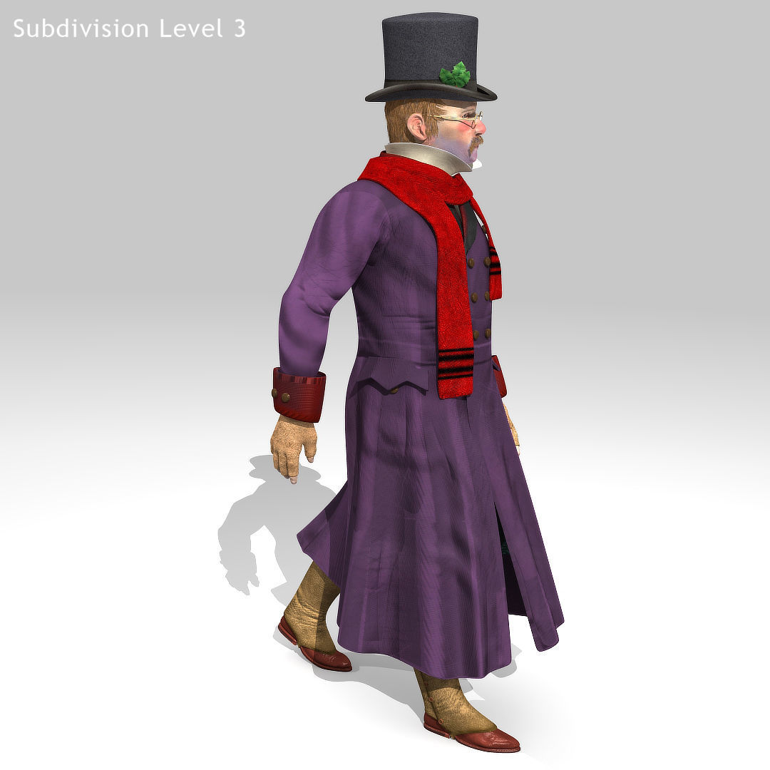 Victorian Man 1 - five in one - Low Poly Low-poly 3D model_13