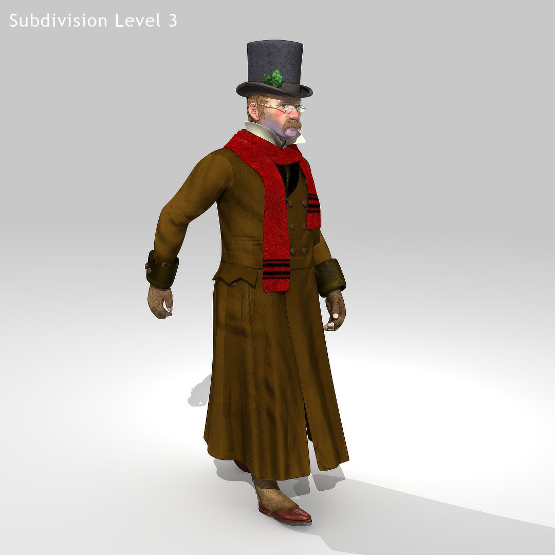 Victorian Man 1 - five in one - Low Poly Low-poly 3D model_25