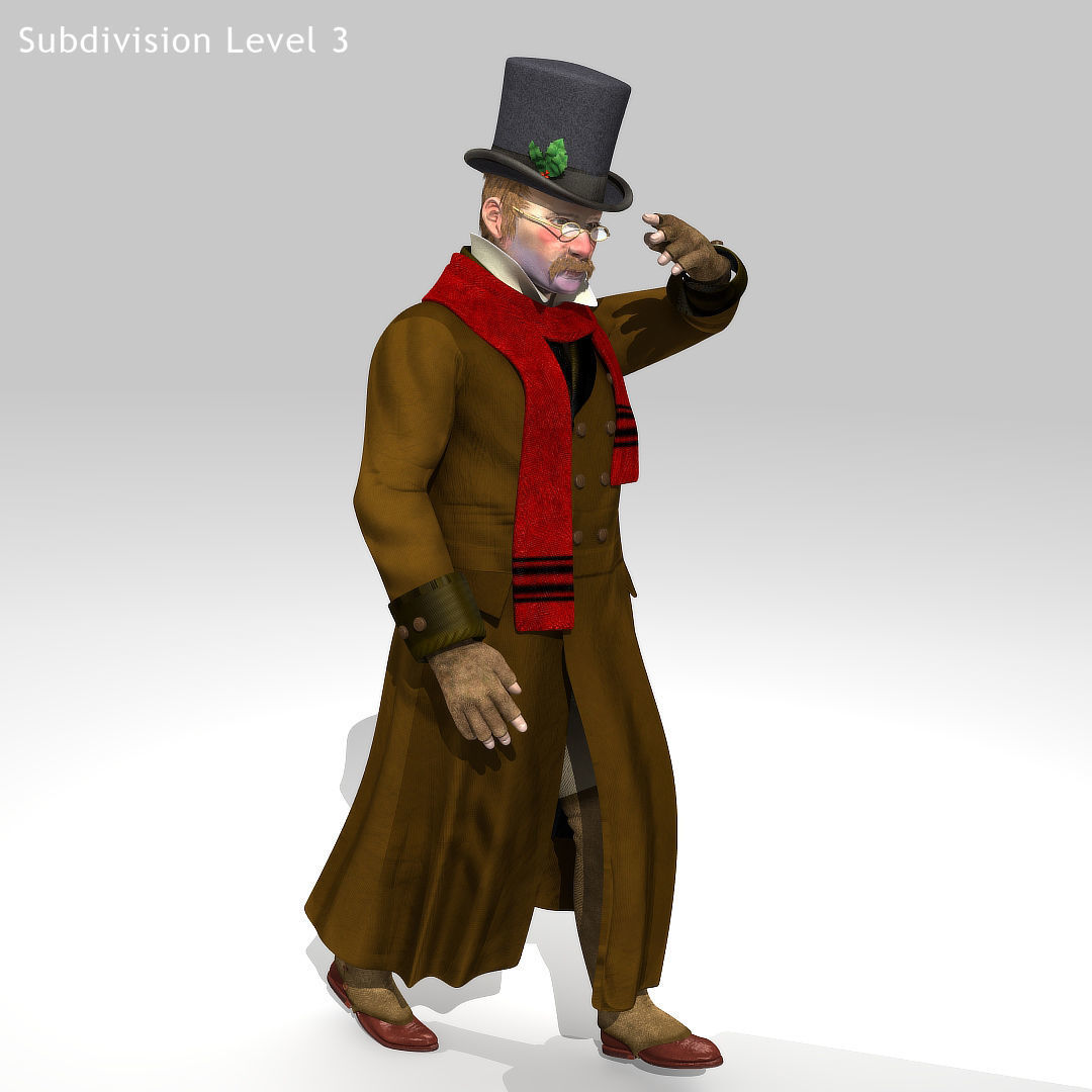 Victorian Man 1 - five in one - Low Poly Low-poly 3D model_9