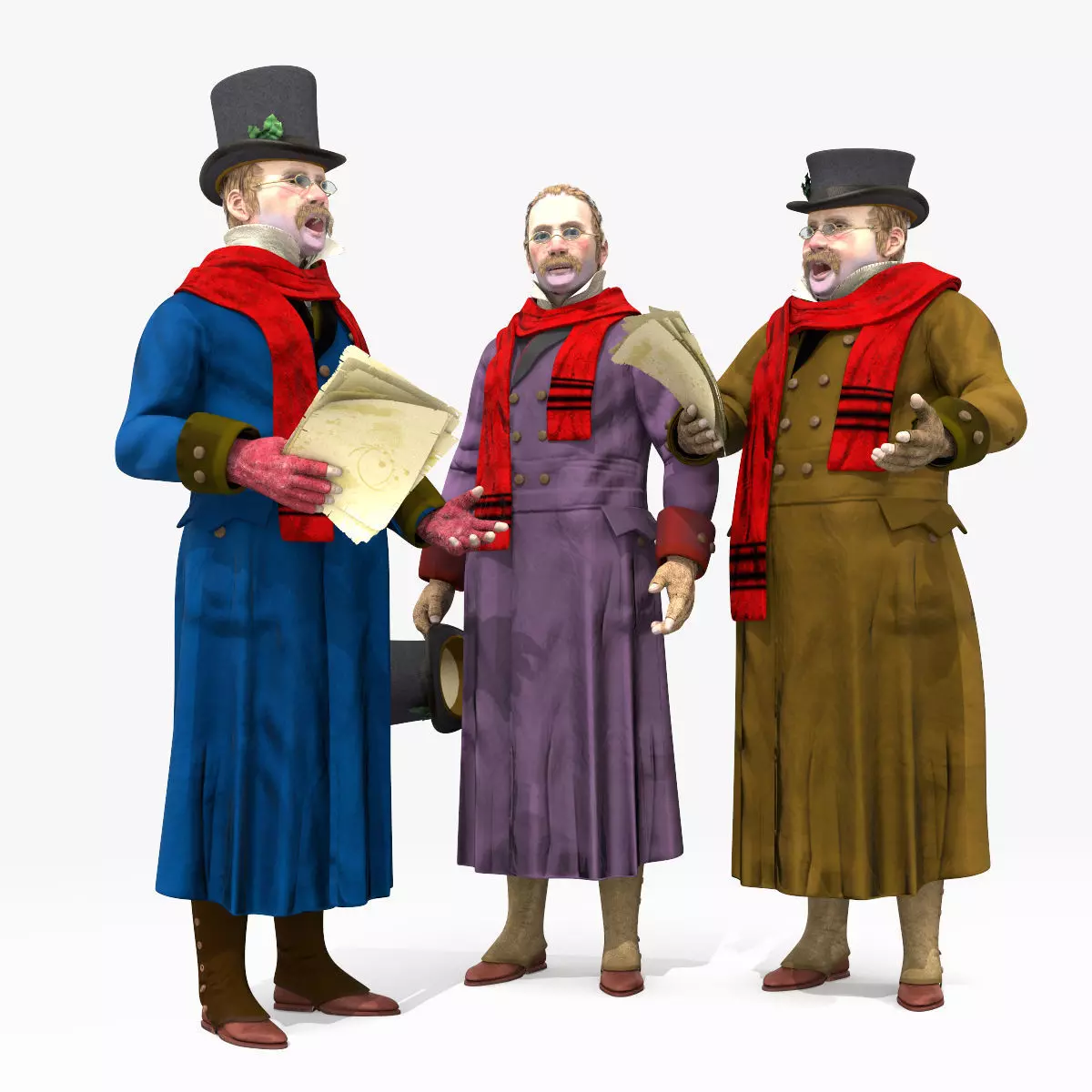Victorian Man 1 - five in one - Low Poly Low-poly 3D model_0