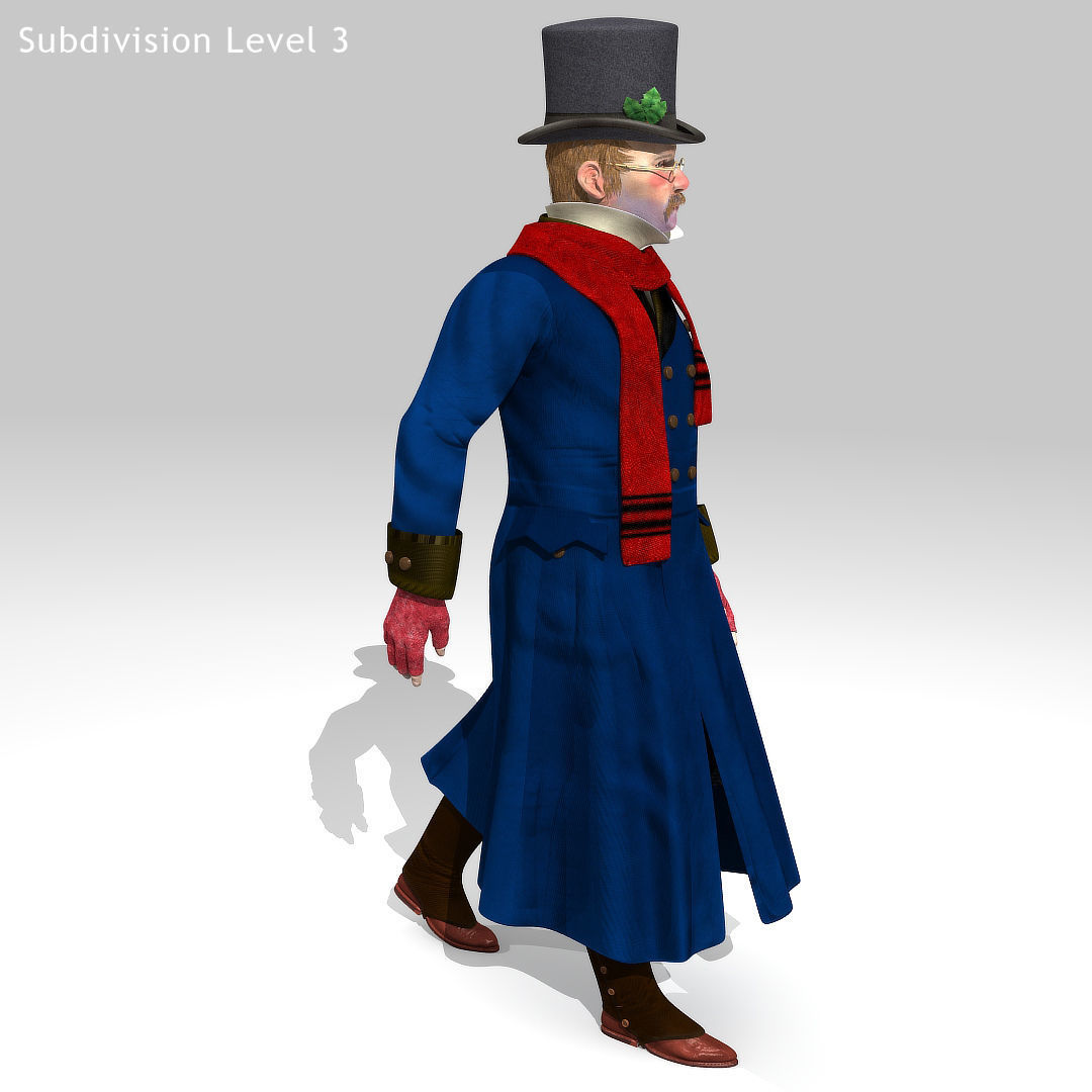 Victorian Man 1 - five in one - Low Poly Low-poly 3D model_10