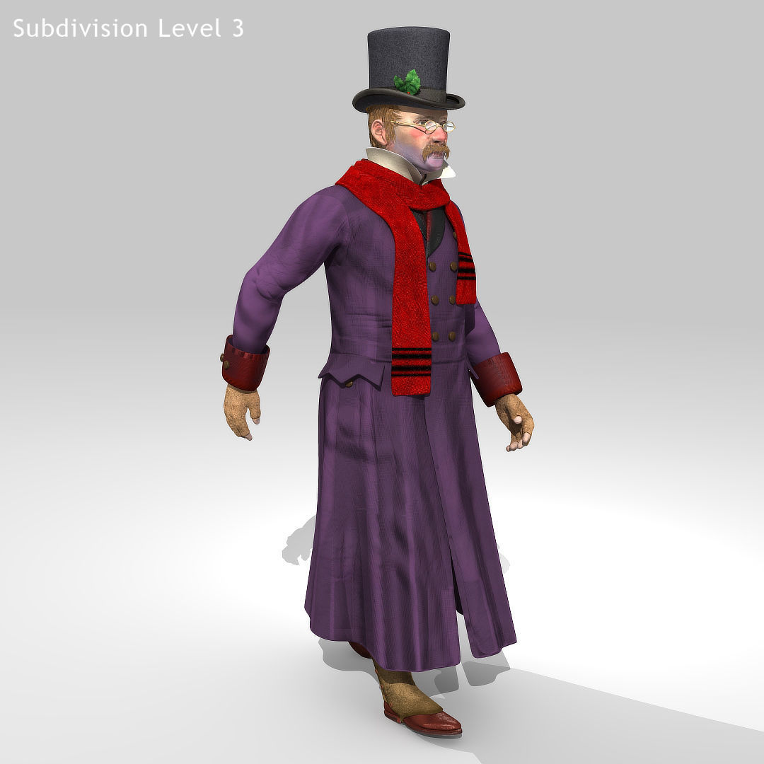 Victorian Man 1 - five in one - Low Poly Low-poly 3D model_14