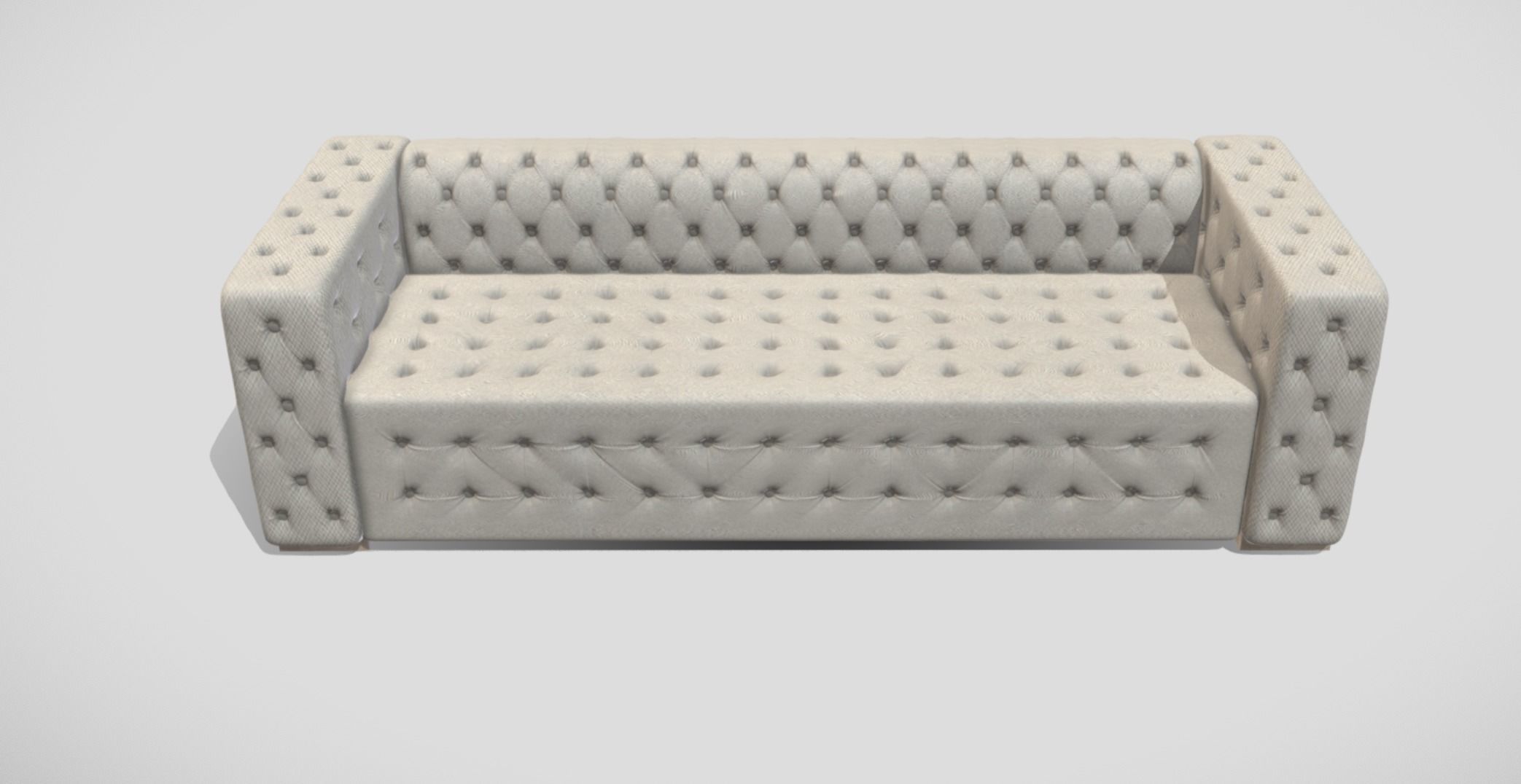 Classic style upholstered tufted sofa in creme color 3D model_4