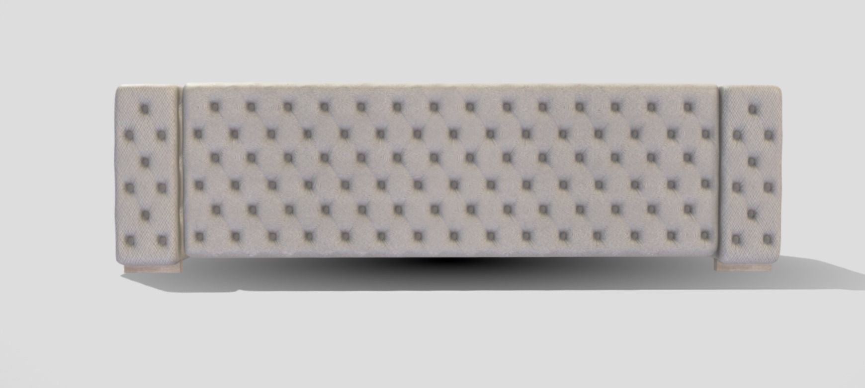 Classic style upholstered tufted sofa in creme color 3D model_3