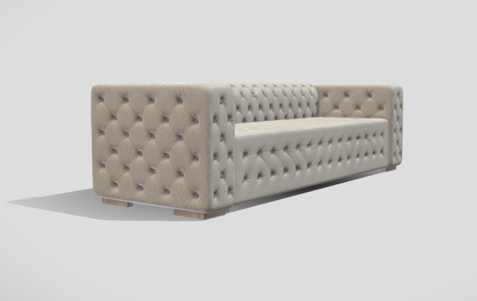 Classic style upholstered tufted sofa in creme color 3D model_1
