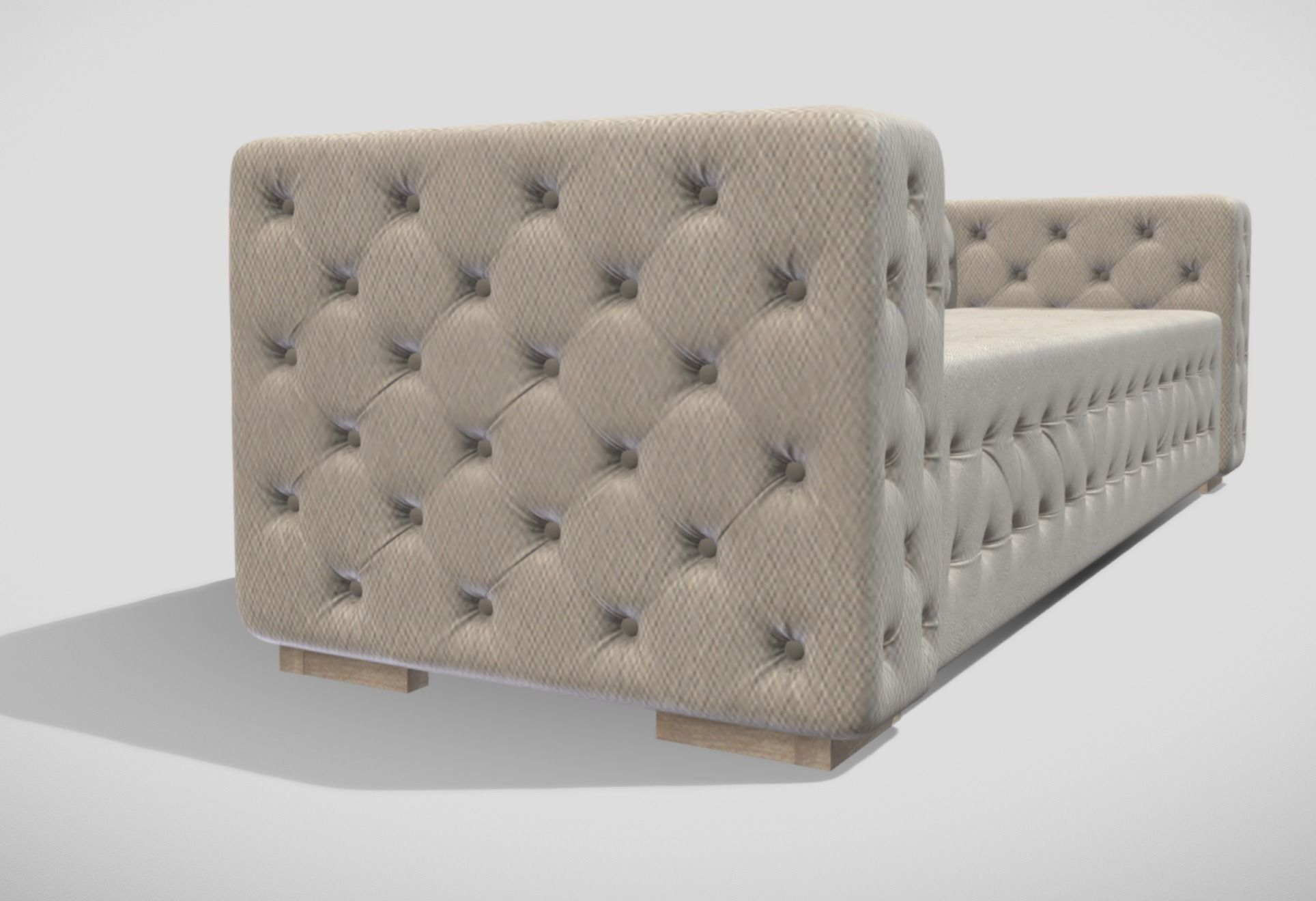 Classic style upholstered tufted sofa in creme color 3D model_2