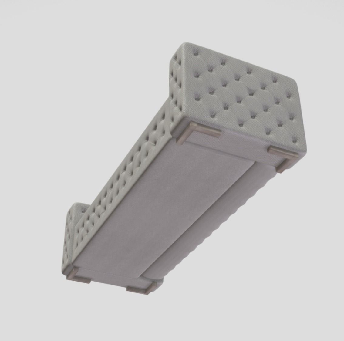 Classic style upholstered tufted sofa in creme color 3D model_5