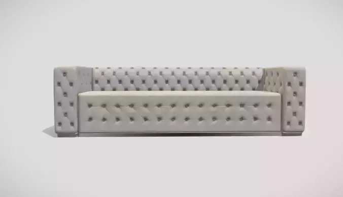 Classic style upholstered tufted sofa in creme color 3D model