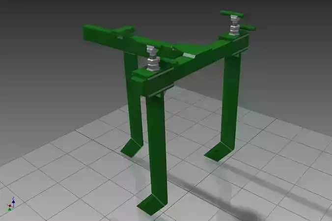 Cultivator metal frame with two legs 3D model