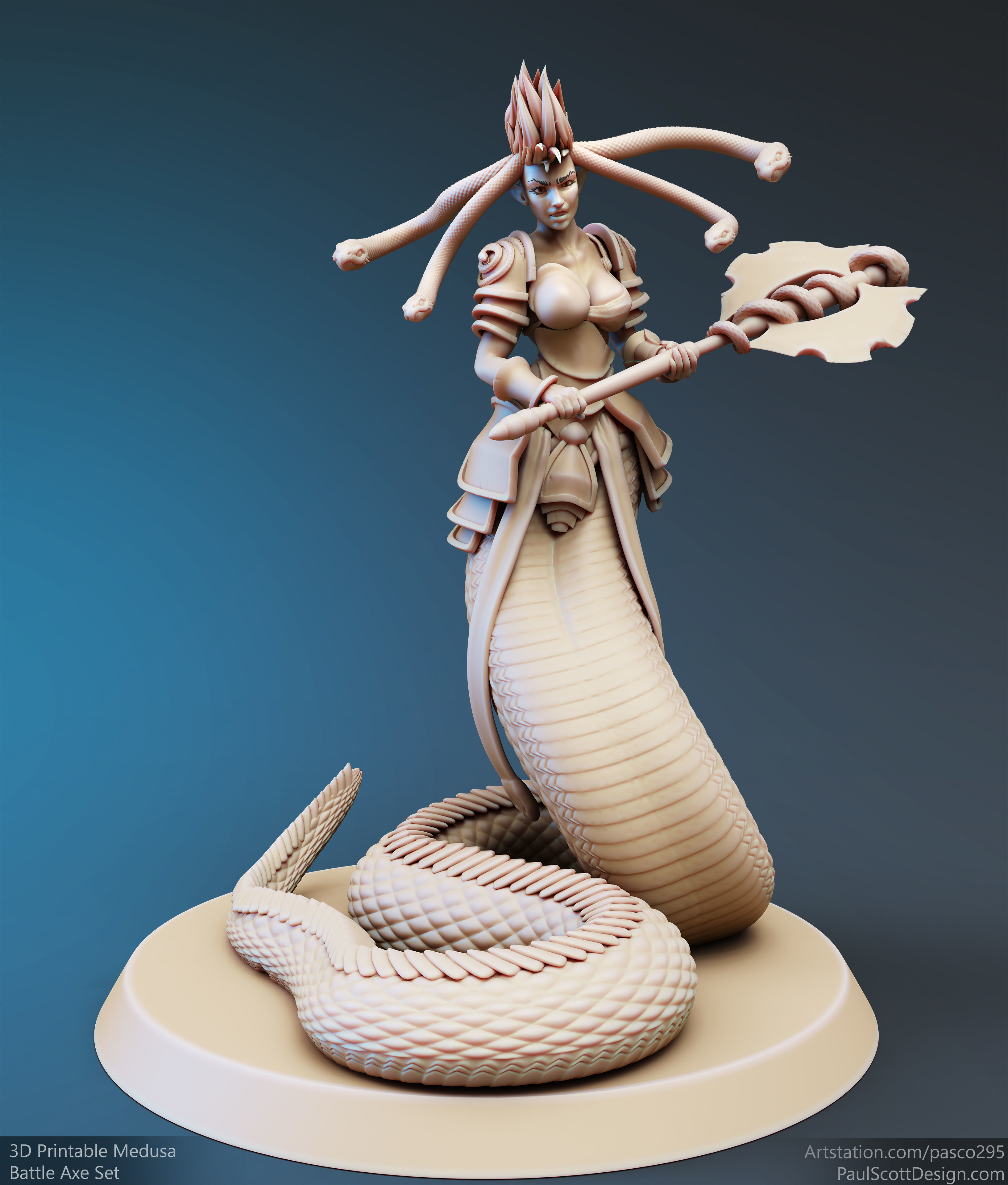 3D Printable Medusa Elite Battle Axe Pose 1 3D print model_3
