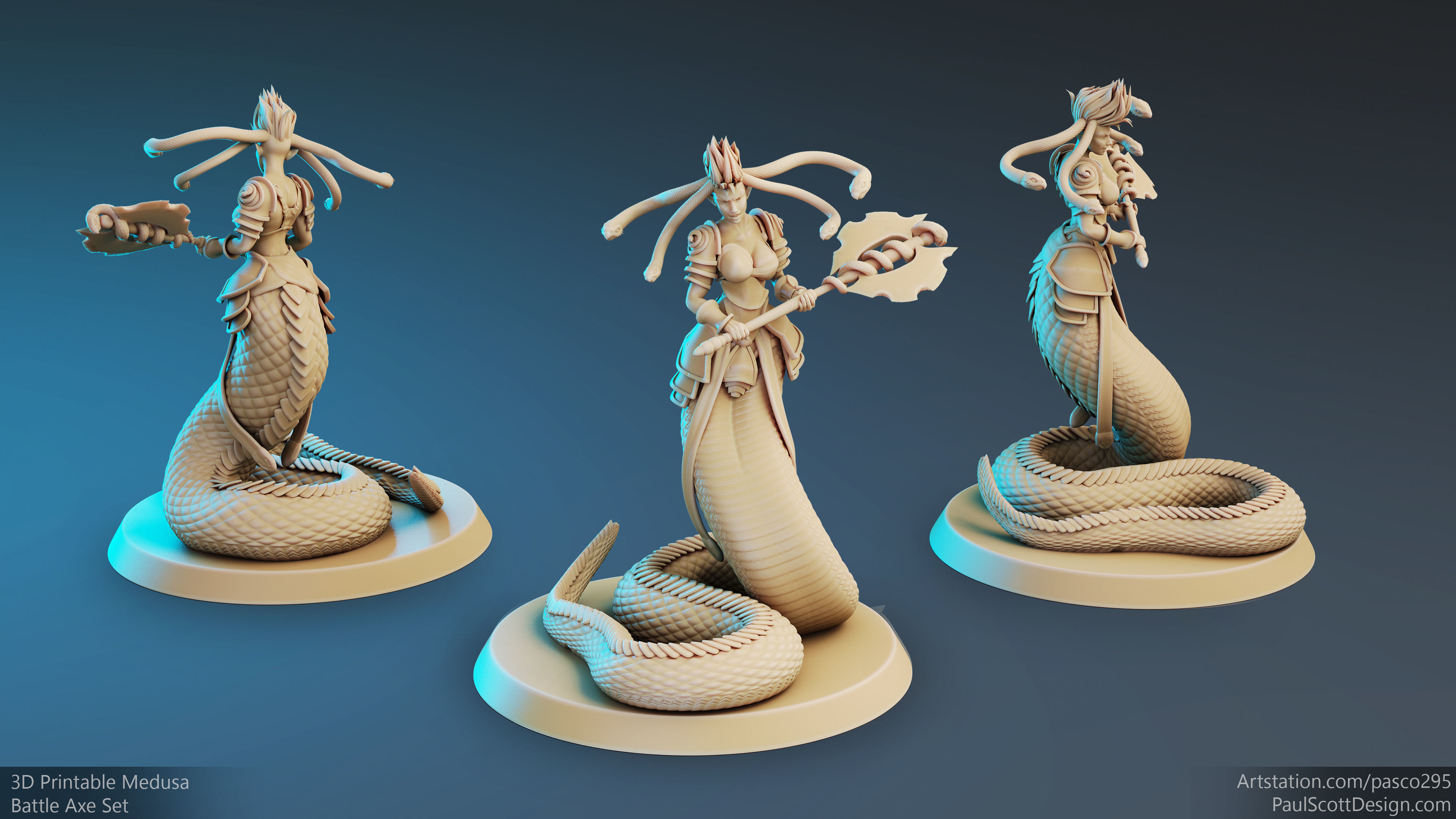 3D Printable Medusa Elite Battle Axe Pose 1 3D print model_2