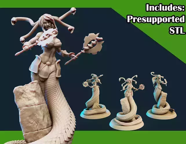 3D Printable Medusa Elite Battle Axe Pose 2