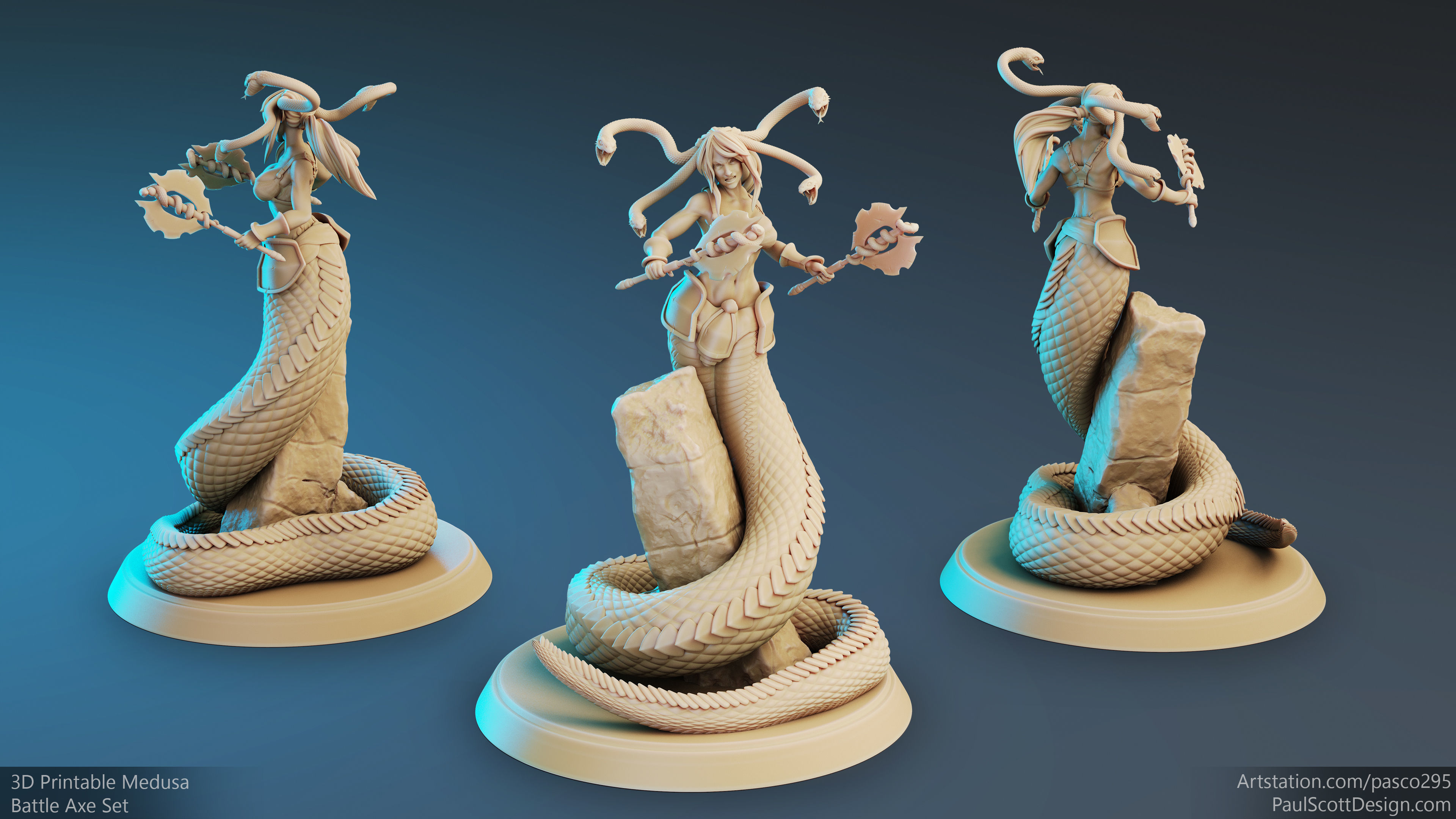 3D Printable Medusa Elite Battle Axe Pose 2 3D print model_2