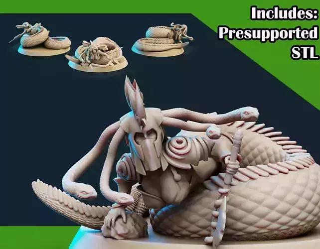 3D Printable Medusa Elite Battle Axe Pose 3