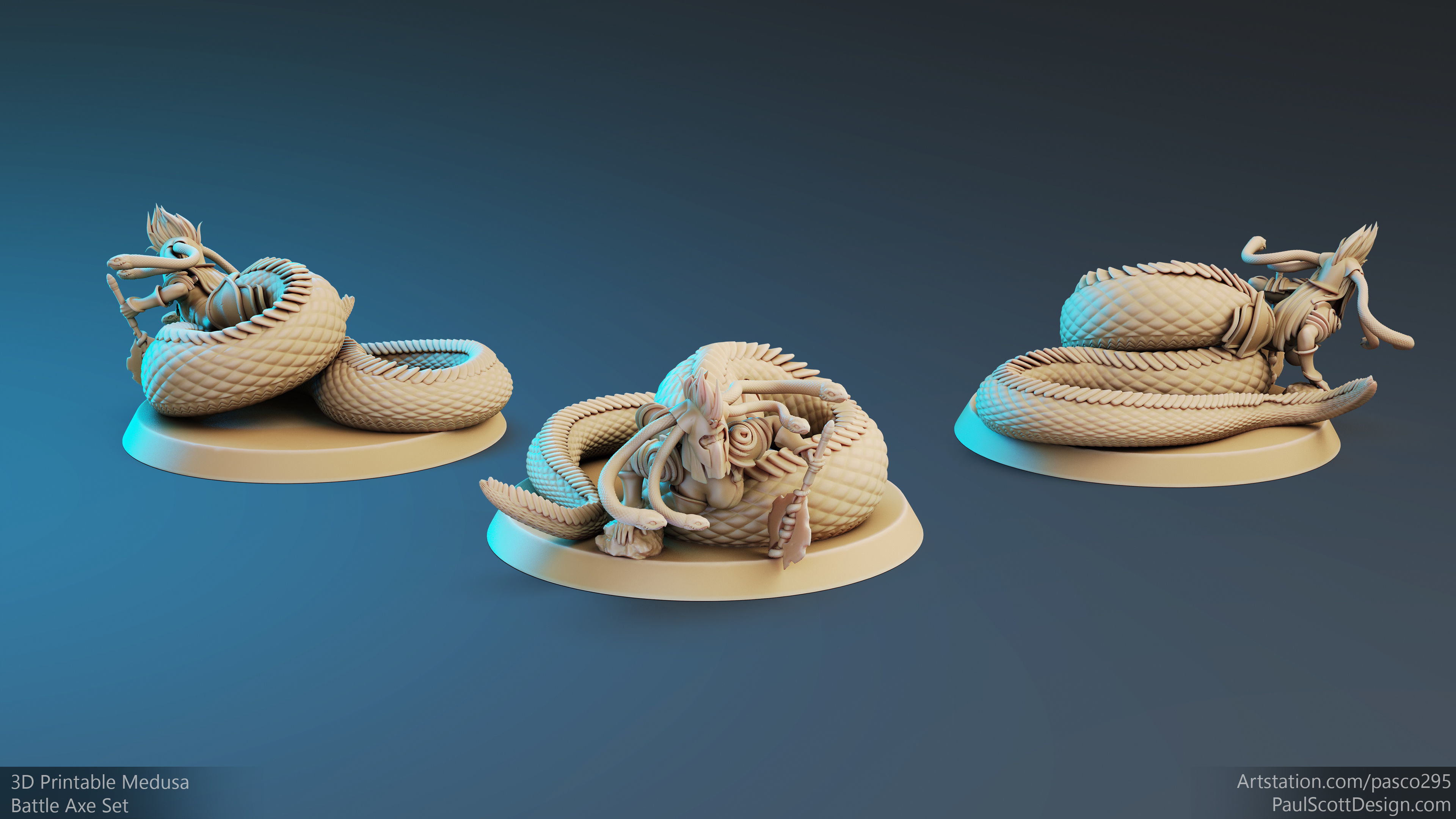 3D Printable Medusa Elite Battle Axe Pose 3 3D print model_2