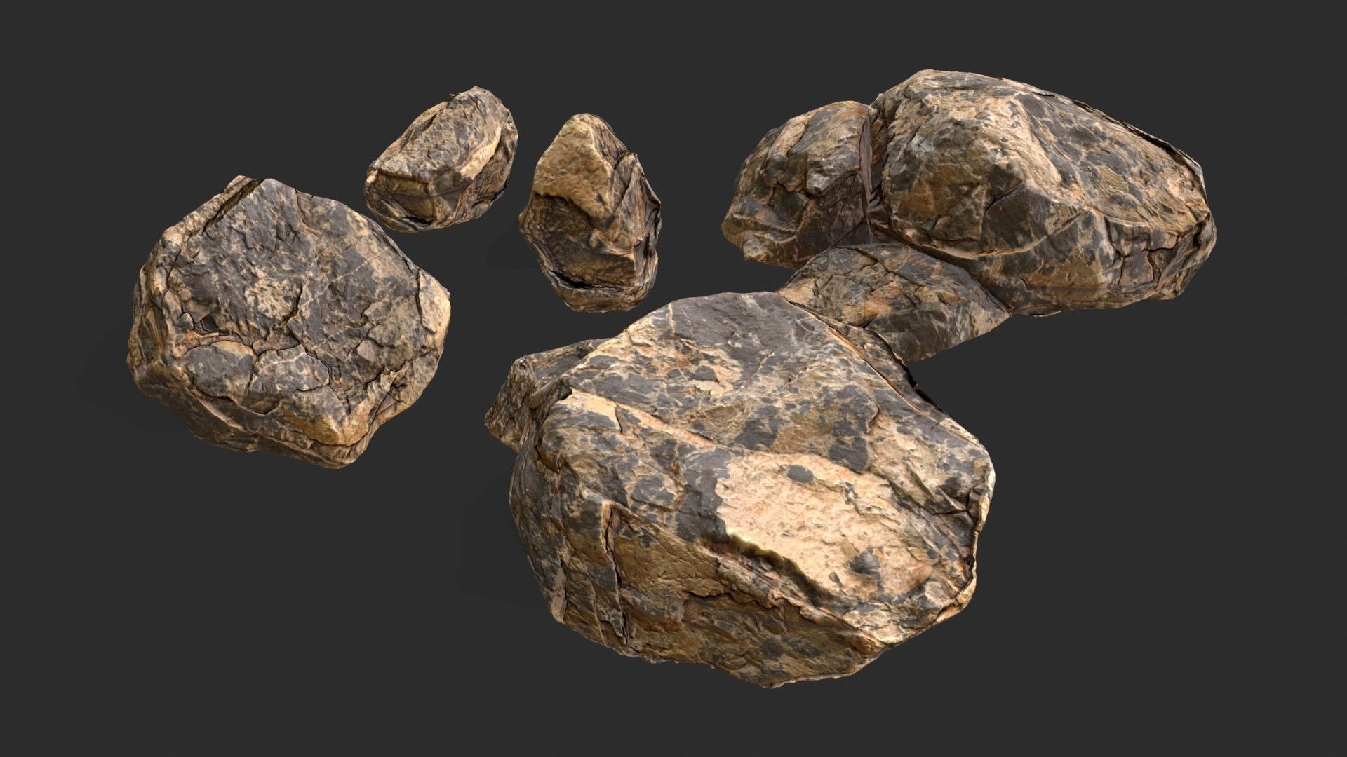 Sandstone Rocks Pack 01 Low-poly 3D model_3