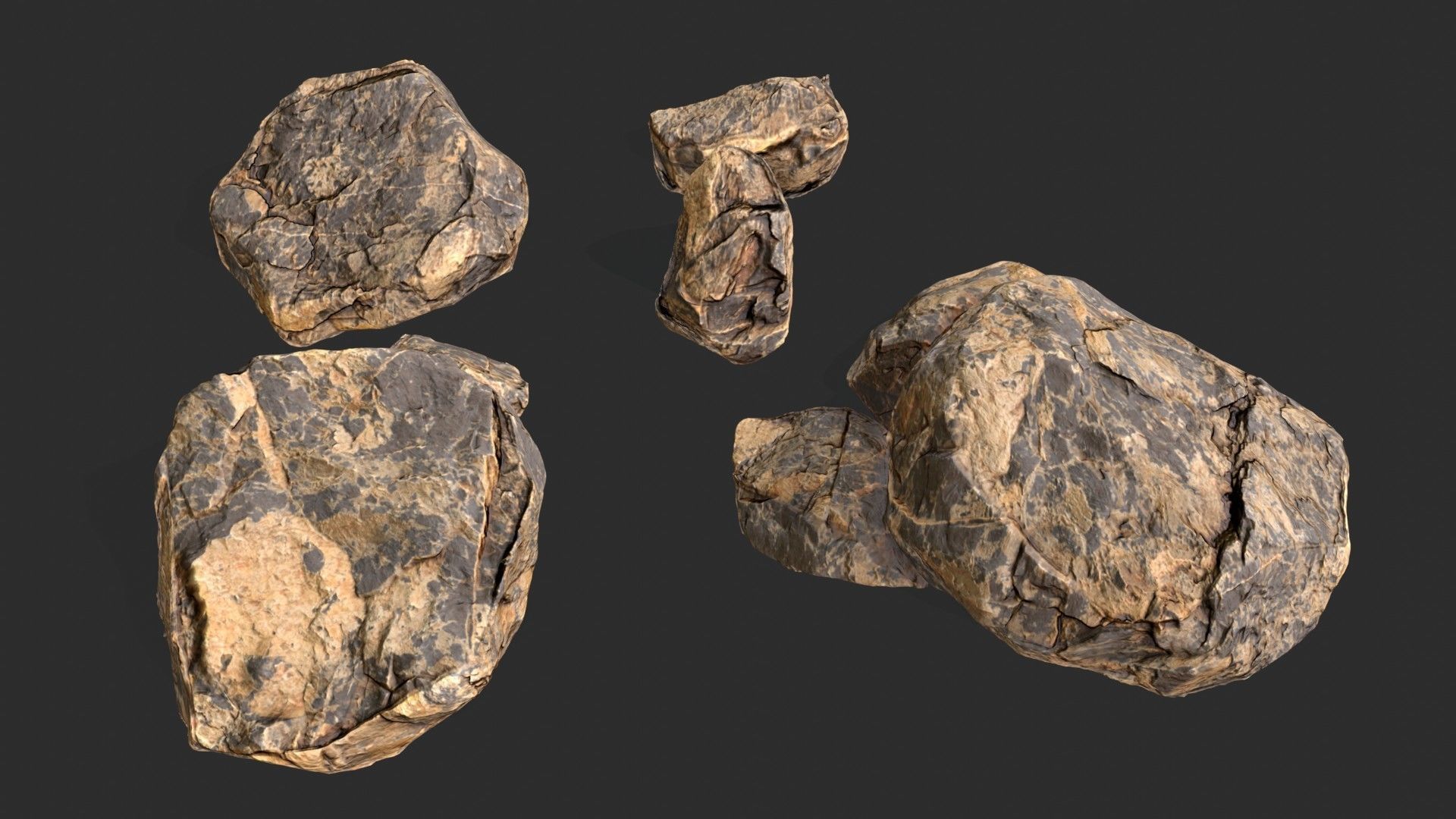 Sandstone Rocks Pack 01 Low-poly 3D model_4