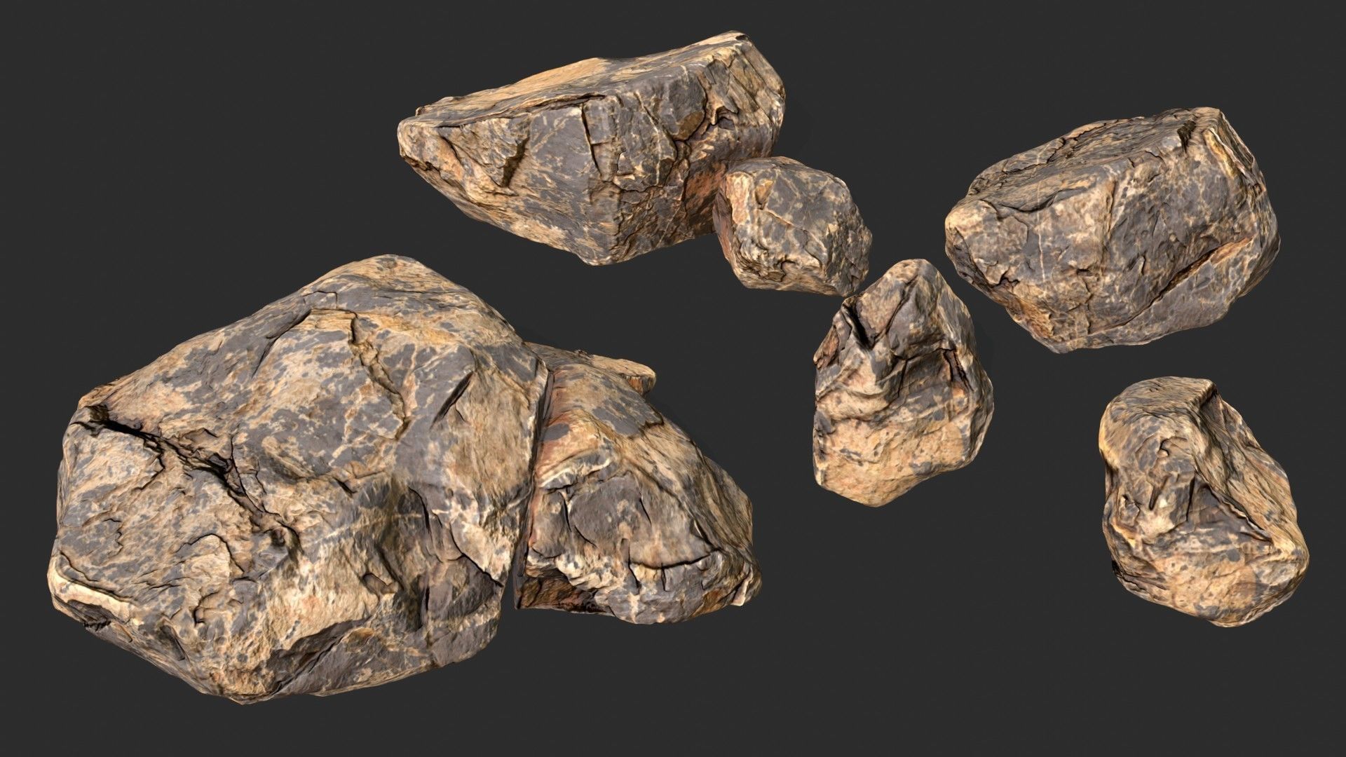 Sandstone Rocks Pack 01 Low-poly 3D model_1