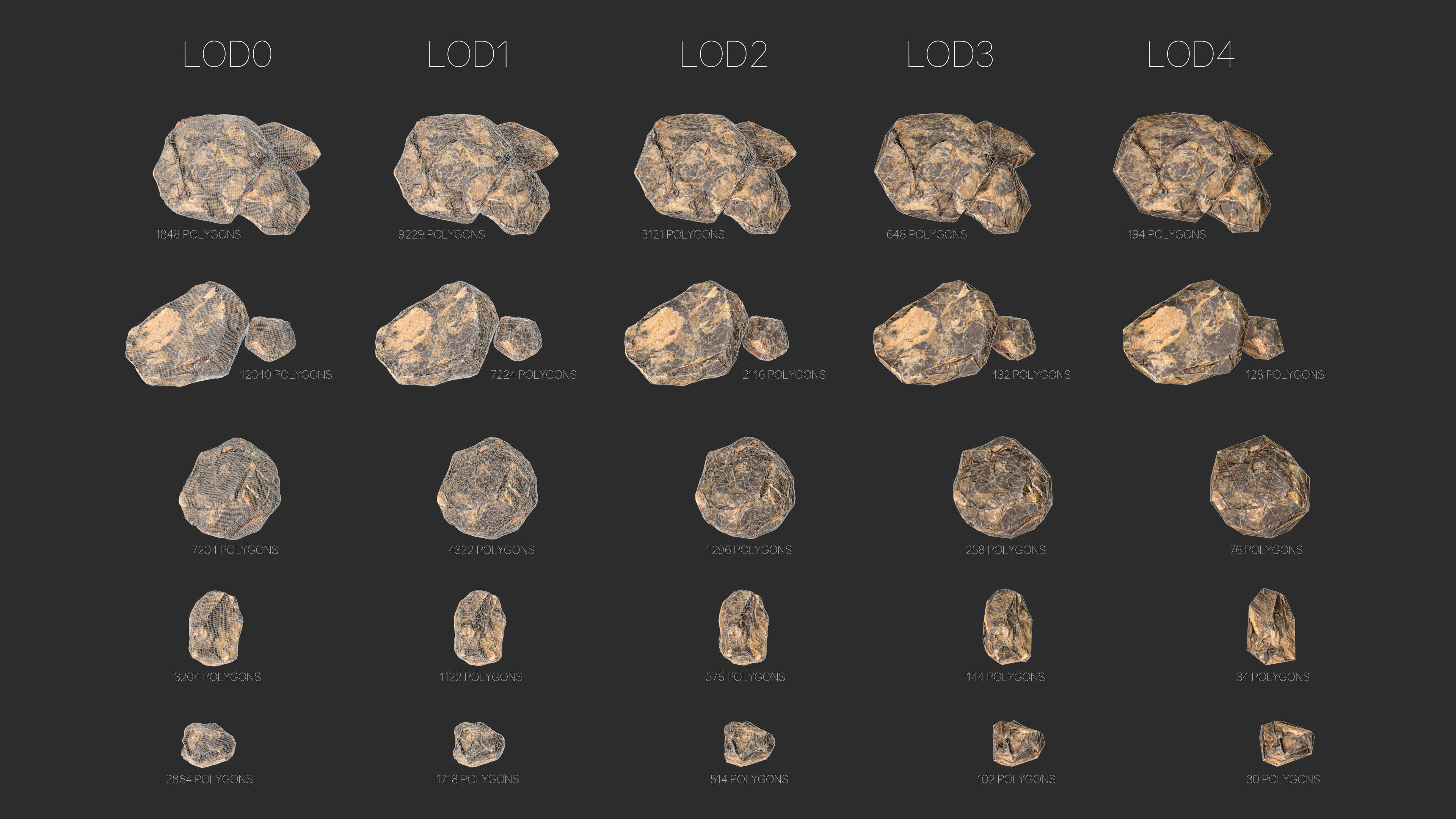 Sandstone Rocks Pack 01 Low-poly 3D model_6